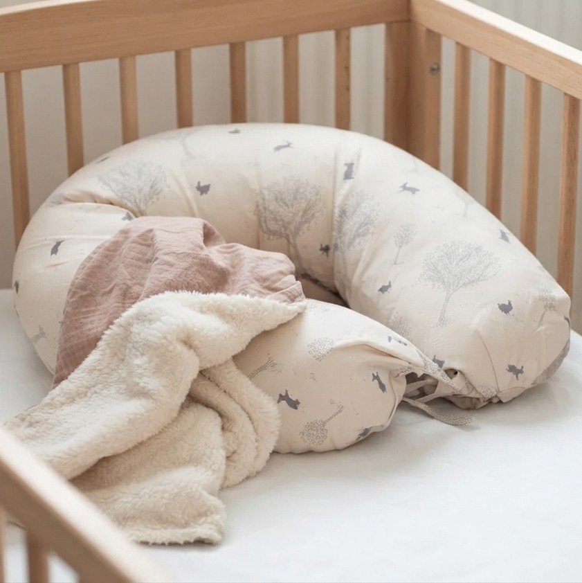 Almohadón de Amamantar y prenatal- Conejitos gris