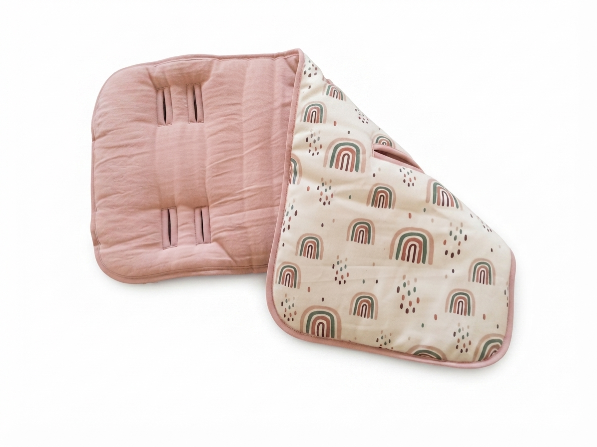 Alternative view of Colchoncito Coche o Butaca- Conejitos Gris- Reversible- Tusor rosa