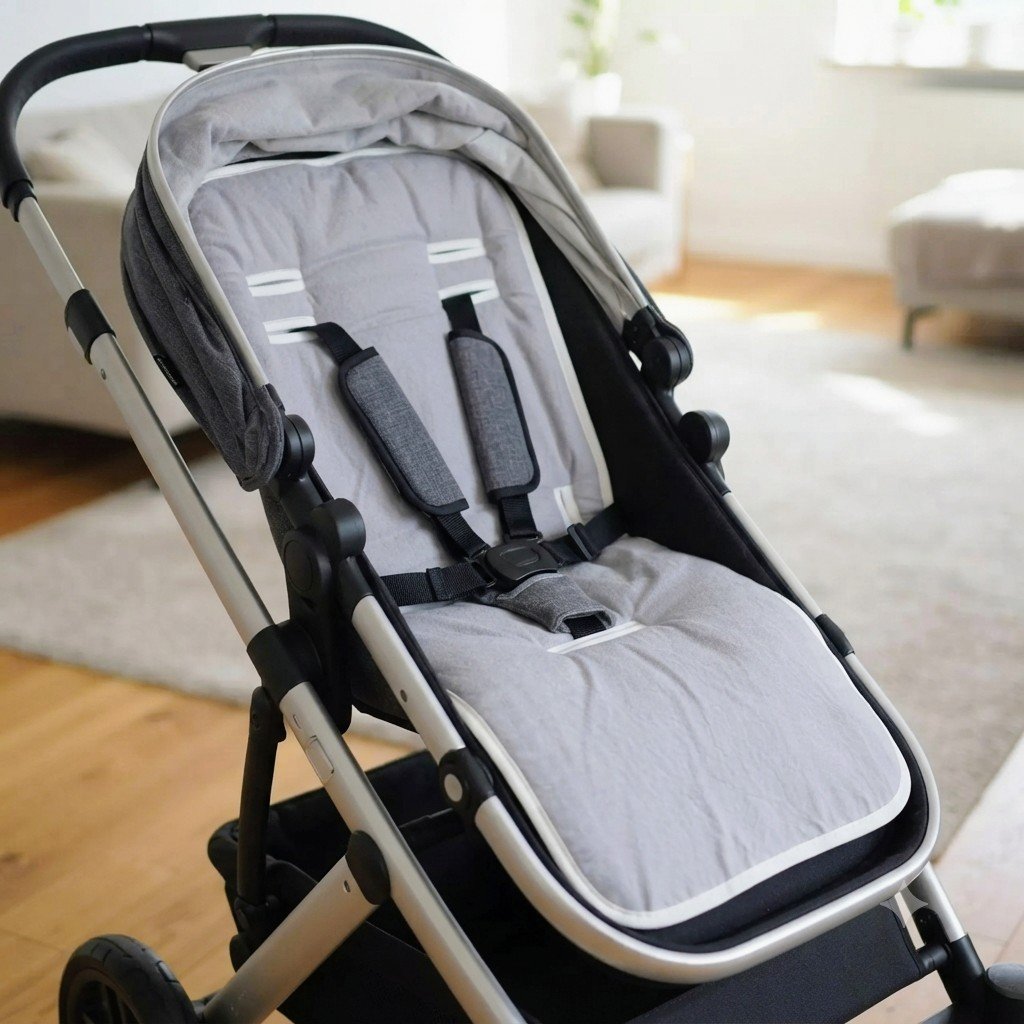 Colchoncito Coche o Butaca- Tusor Gris- Reversible
