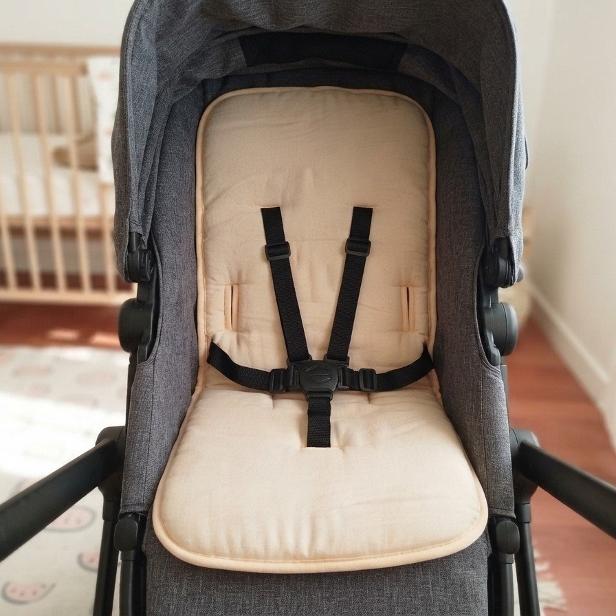 Colchoncito Coche- Butaca- Tusor Crudo- Reversible