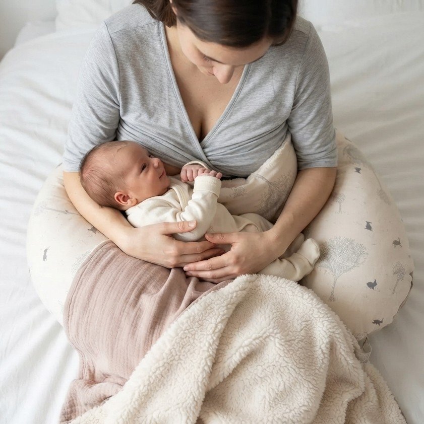 Almohadón de Amamantar y prenatal- Conejitos gris - Imagen 3