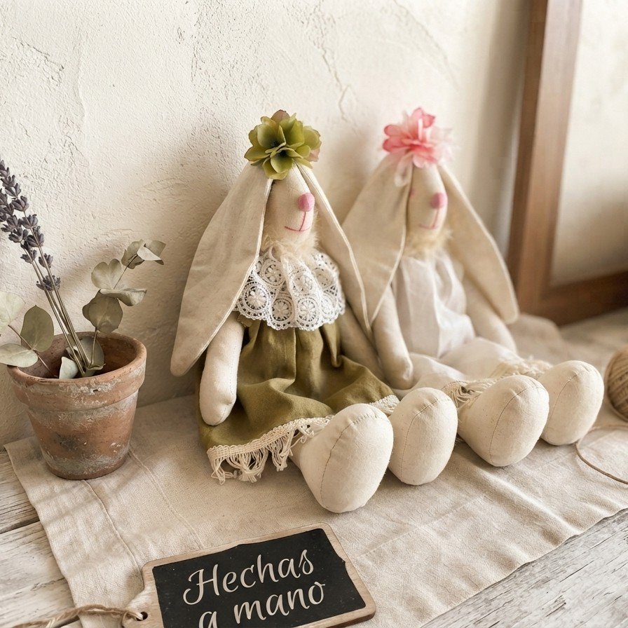 Muñeco de tela - Coneja  con Vestido