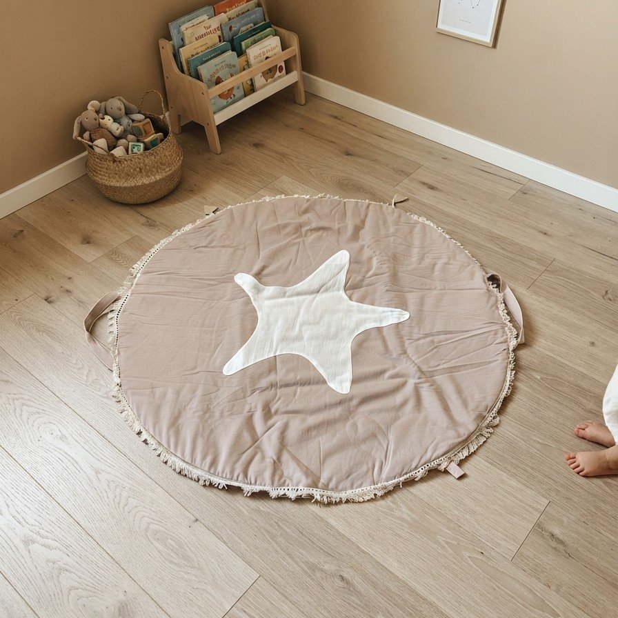 Playmat 1,20 m - Tusor rosa con estrella y flecos- BOLSO