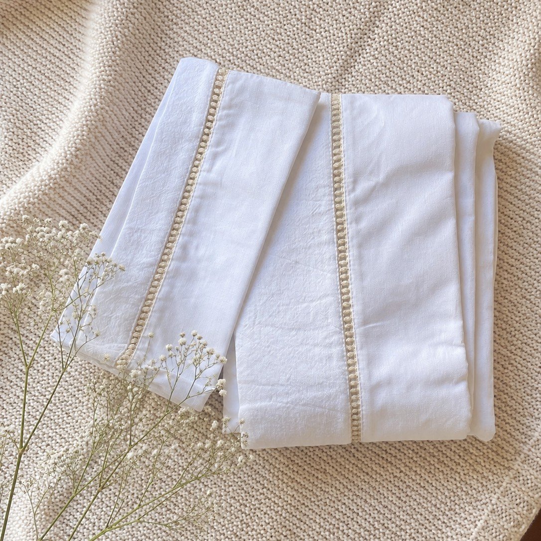 Sábanas Cuna Evolutiva - (57 x 70 ) cm Guarda Tusor blanco con vainilla -
