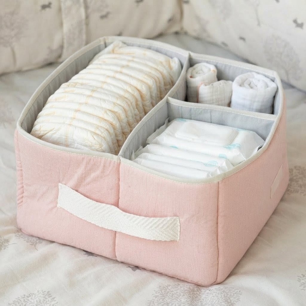 Organizador de Pañales Doble. Tusor Rosa