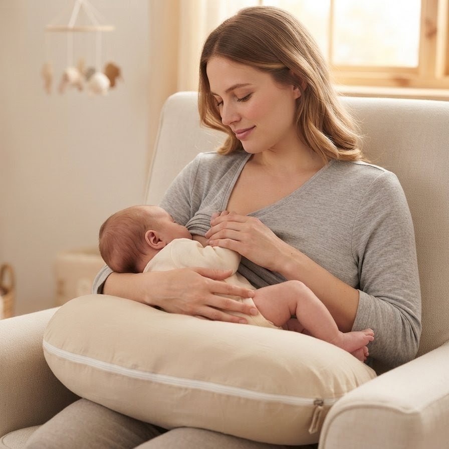 Almohadón de Amamantar y prenatal- Tusor arena