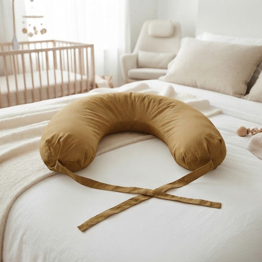 Almohadon Amamantar y Prenatal- Tusor mostaza