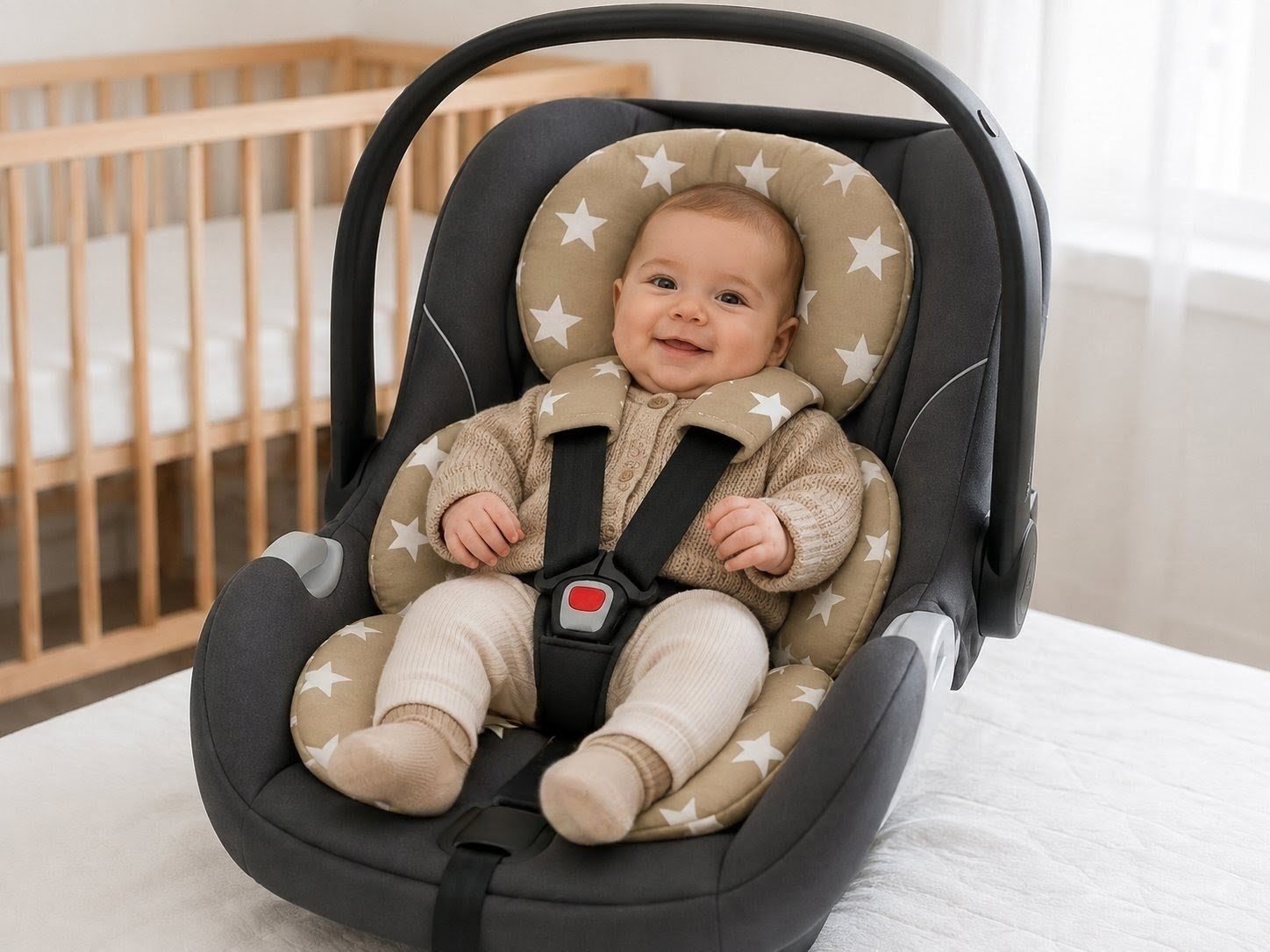 Colchoncito Con Reducción-Beige estrella Blanca